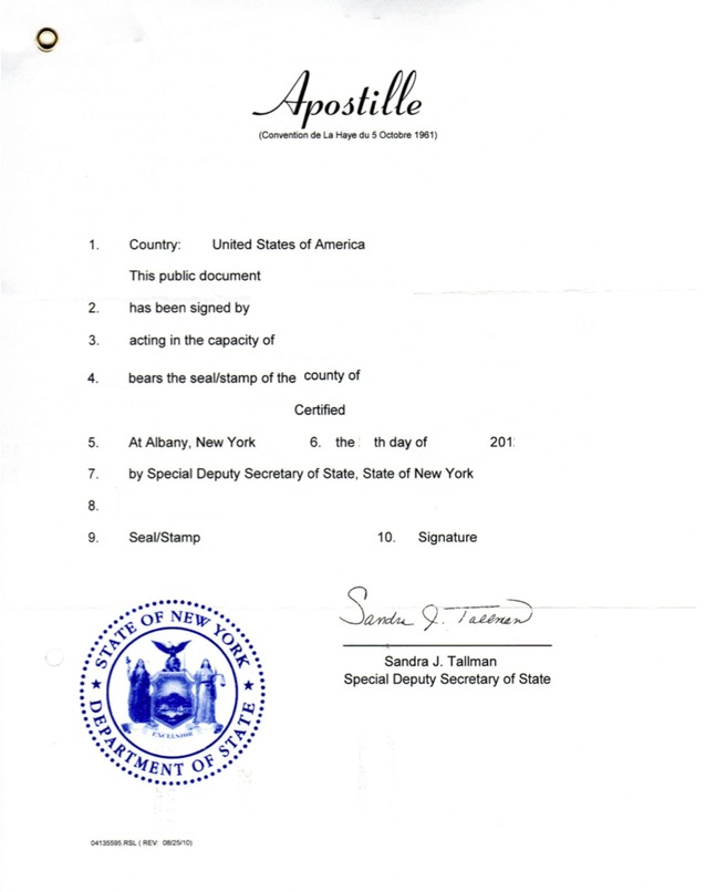 USA apostille example document